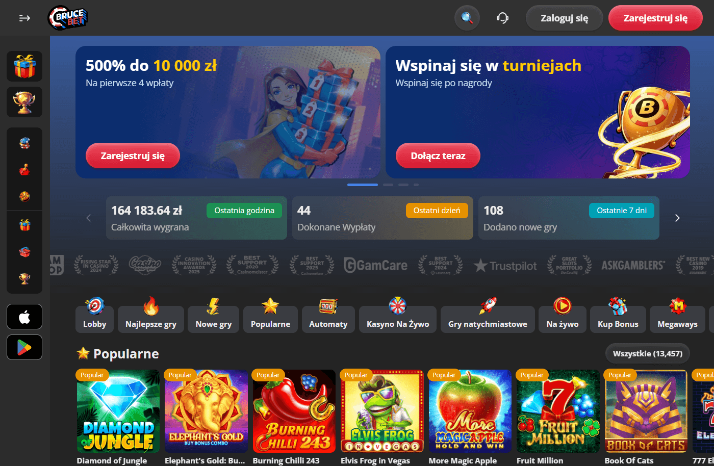 Bruce_Bet_Zrzuty ekranu_Strona główna